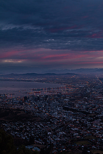 Cities, Twilight, City, Building, View From Above, Dark, Coast, Dusk HD phone wallpaper