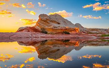 White pocket rock in Arizona, USA, Reflection, Sunset, Late, Lake HD wallpaper