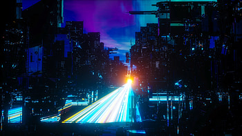 Art, Night, City, Bridge, Neon, Sci-Fi, Megastructures HD wallpaper