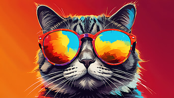 Cat In Colorful Sunglasses, artist, artwork, art, digital-art, ai, cat HD wallpaper