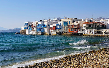 Mykonos, Greece, sea, town, Greece, houses, beach HD wallpaper
