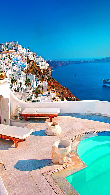 Santorini, Top quality, Backgrounds, 2021 HD phone wallpaper