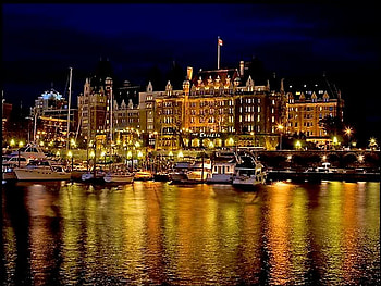 City at Night, night, buildings, shining, water HD wallpaper