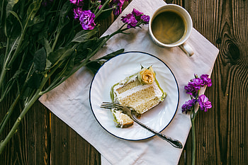 Flowers, Food, Coffee, Cake HD wallpaper