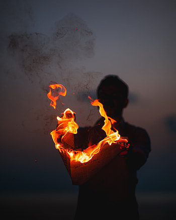 Fire, Smoke, Dark, Silhouette, Paper HD phone wallpaper