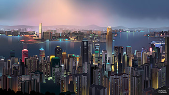 Hong kong, buildings, city, digital art HD wallpaper