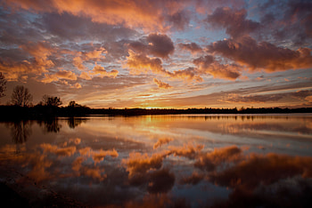 Nature, Water, Sunset, Sun, Horizon, Glare HD wallpaper