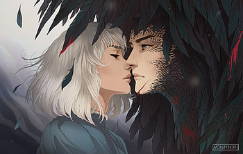 Sophie and Howl, howls moving castle, couple, girl, art, man, howl, sophie, feather, anime, fantasy, mona finden, manga HD wallpaper