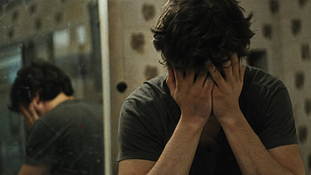 Reflected Sorrow —, Man, Bathroom, Mirror, Stress HD wallpaper