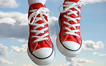 Sky, Clouds, Miscellanea, Miscellaneous, Legs, Sneakers, Shoes HD wallpaper