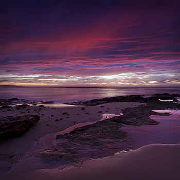 Nature, Sea, Beach, Violet, Horizon, Coast, Purple HD phone wallpaper