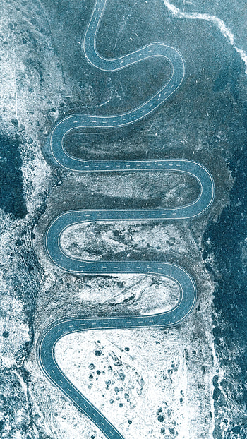 Nature, Snow, View From Above, Road, Snow Covered, Snowbound, Winding, Sinuous HD phone wallpaper