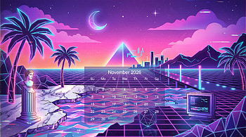 November 2026 Neon Wave — Calendar, November 2026 Calendar HD wallpaper