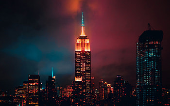 Empire State Building, New York, night, skyscraper, Manhattan, New York cityscape, New York panorama, USA HD wallpaper