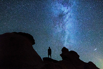 Night, Dark, Shine, Silhouette, Starry Sky, Brilliance HD wallpaper