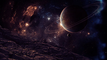 Universe, Stars, Planet, Satellite HD wallpaper