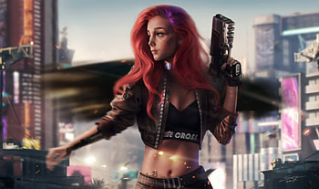 Cyberpunk 2077, redhead woman, art HD wallpaper