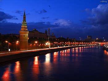 Landscape, Cities, Rivers, Night, Moskow HD wallpaper