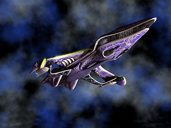 Alien spaceship, blue, fog, planets, spaceship, alien HD wallpaper