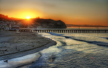Cities, Beach, Ocean, Bridge, r, Santa Monica HD wallpaper