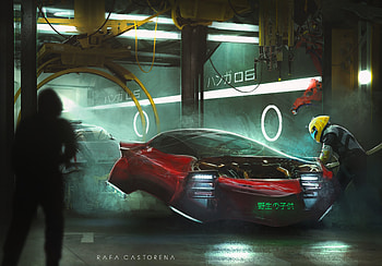 Vehicle Garage Digital Art Scifi , artist, artwork, digital-art, deviantart, scifi, garage HD wallpaper