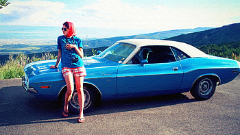 Dodge Challenger 1971, Girls and Muscle Cars HD wallpaper