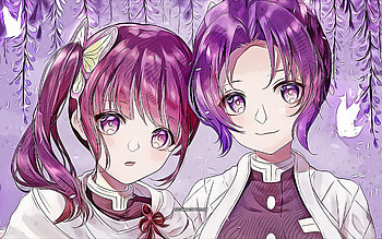 Kanao Tsuyuri, Kochou Shinobu, , vector art, Demon Hunter, violet eyes, Kimetsu no Yaiba, Demon Slayer, artwork, manga, Shinobu Kocho, Tsuyuri Kanao HD wallpaper