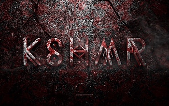 KSHMR logo, grunge art, KSHMR stone logo, red stone texture, KSHMR, grunge stone texture, KSHMR emblem, KSHMR 3d logo HD wallpaper