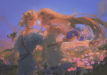 Link & Zelda, Princess Zelda, Link, video game, The Legend of Zelda: Breath of the Wild HD wallpaper