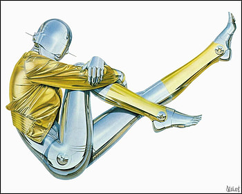 steel woman, sitting, woman, yellow, steel HD wallpaper