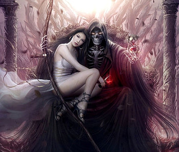 throne under a dying sun, the reaper, mario wibisono, girl, sun, dark HD wallpaper
