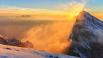 Nature, Mountains, Sun, Rocks, Fog HD wallpaper