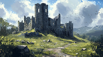 Ruins of Highland Keep | Forsaken Castle of Eldermoor | Twilight Ruined Stronghold, fantasy, ruined castle, castle, ruin, landscape, fantasy landscape HD wallpaper