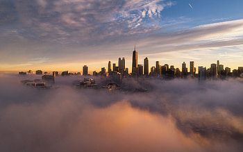 Chicago morning sunrise, Willis Tower skyscrapers HD wallpaper