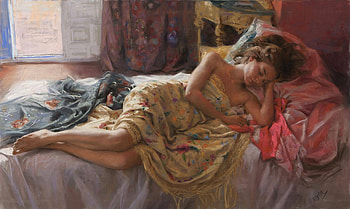 sleeping girl, women, girls, painting, abstract HD wallpaper
