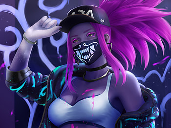 KDA, Akali, mask, League of Legends, art HD wallpaper