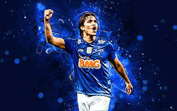 Marcelo Moreno Martins, , Cruzeiro EC, brazilian footballers, soccer, Brazilian Brazilian Serie A, football, Cruzeiro FC, blue neon lights, Marcelo Moreno Martins Cruzeiro, Marcelo Moreno Martins HD wallpaper