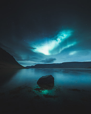Northern lights, iceland, lake HD phone wallpaper