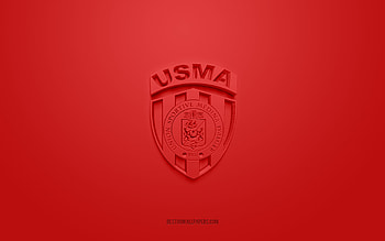 USM Alger, creative 3D logo, red background, Algerian football club, Ligue Professionnelle 1, Algiers, Algeria, 3d art, football, USM Alger 3d logo HD wallpaper