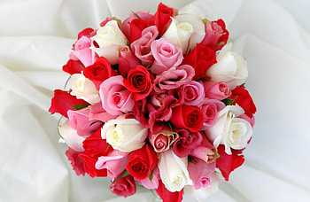 Flowers, Roses, Bouquet, Tender, Combination, Lisiantus Russell, Lisianthus Russell HD wallpaper