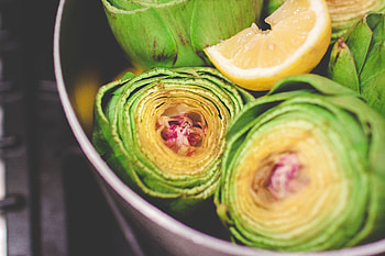 Food, Vegetables, Tablewares, Lemon, Artichokes HD wallpaper
