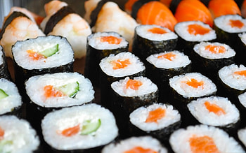 Sushi roll, Creative design, Intricate patterns, Tasty treat HD wallpaper