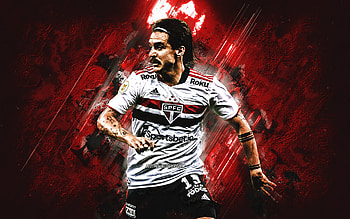 Gabriel Neves, Sao Paulo FC, Uruguayan footballer, midfielder, red stone background, soccer, Serie A, Brazil HD wallpaper