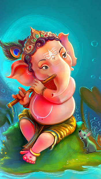 Bal Ganesh, Bansuri, littile ganesh HD phone wallpaper