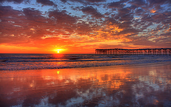 Pacific Beach Sunset, sky, sun, sunset, beach HD wallpaper