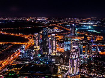 Night, cityscape, buildings, Dubai HD wallpaper