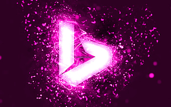 Bing purple logo, , purple neon lights, creative, purple abstract background, Bing logo, search system, Bing HD wallpaper