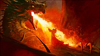 Seething, magic, fantasy, dragon, wizard, fire HD wallpaper