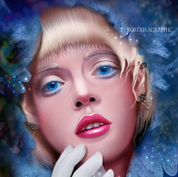 Gantsblancs, blue, lady, fantasy, art HD wallpaper