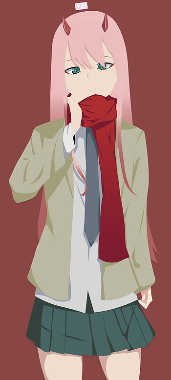 Minimalist Zero Two — Darling in the FranXX , minimalist, Zero Two (Darling in the FranXX), Anime, Darling in the FranXX, minimalist anime HD phone wallpaper